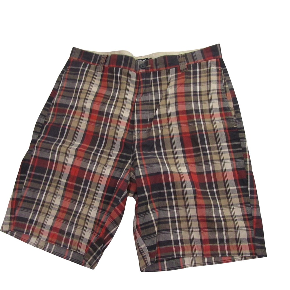 Chaps Madras Chino Shorts 34 x‎ 9 Multicolor Brown Plaid